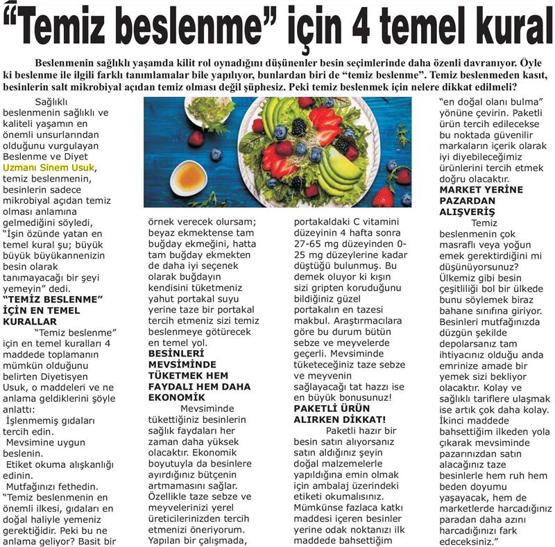 01.03.2018	Ahval Gazetesi	TEMİZ BESLENME
