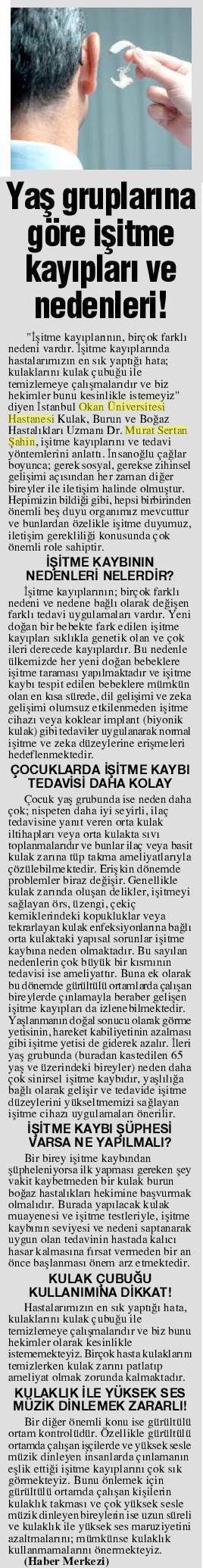 02.03.2019	Konya Postası	İŞİTME KAYIPLARI VE NEDENLERİ!