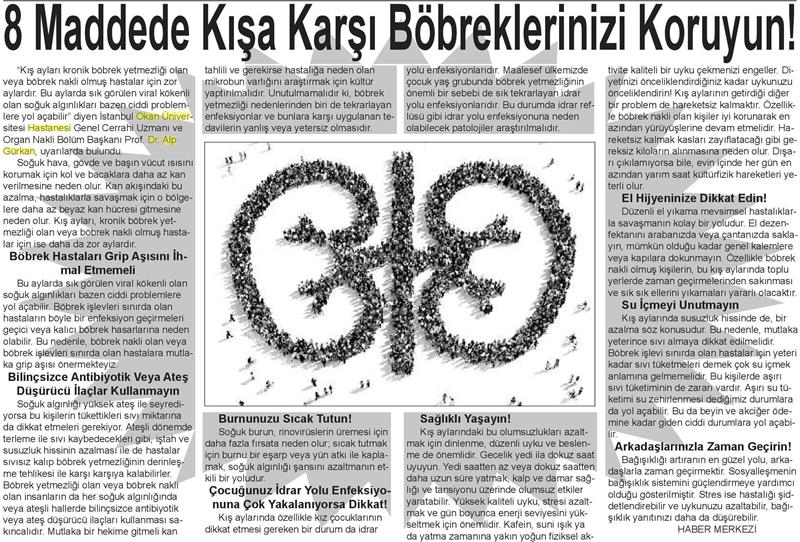 03.11.2018	Tribün Gazetesi	8 MADDEDE KIŞA KARŞI BÖBREKLERİNİZİ KORUYUN!