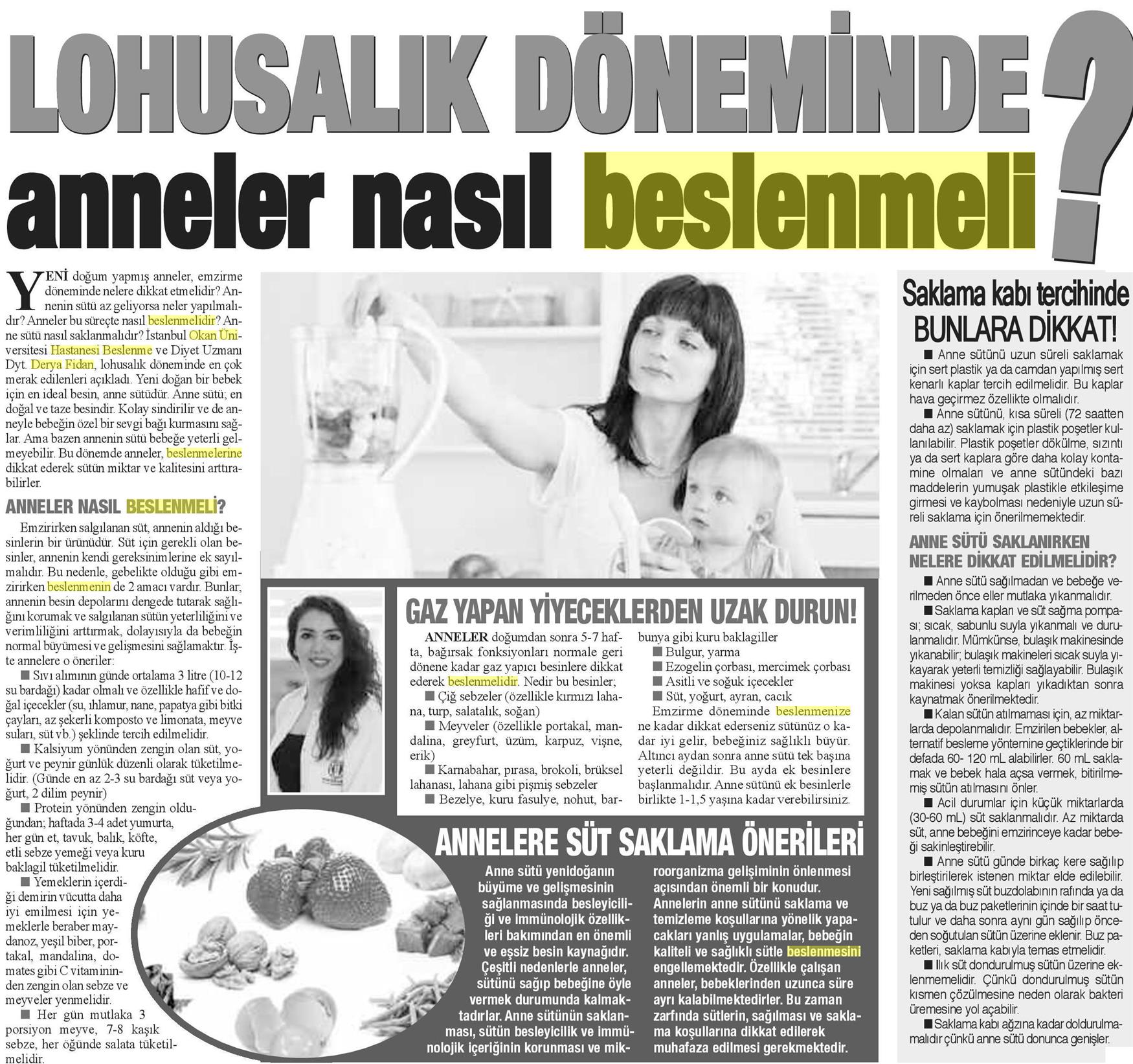 12.03.2019 Bizim Anadolu Gazetesi ANNELER NASIL BESLENMELİ