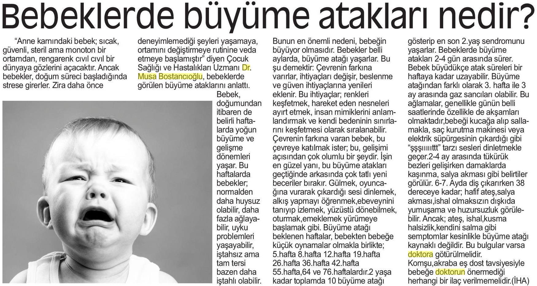 13.04.2019 Kent Gazetesi (Bursa) BEBEKLERDE BÜYÜME ATAKLARI NEDİR?