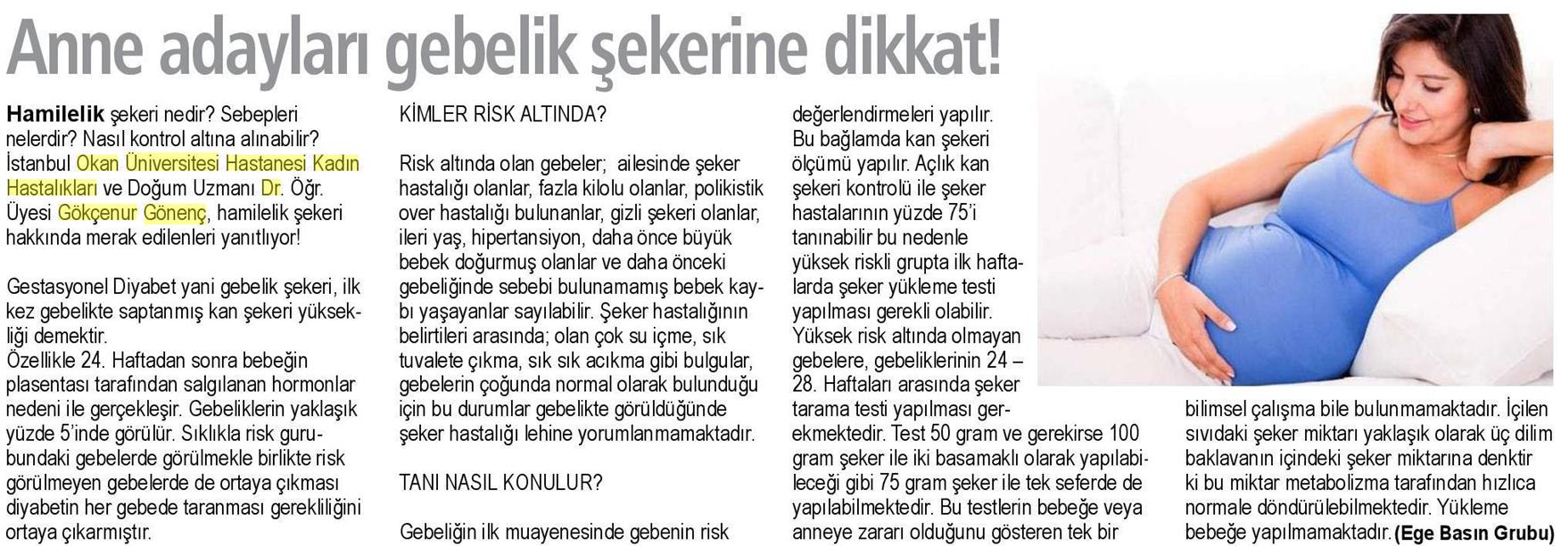 16.04.2019 Sağlık Gazetesi ANNE ADAYLARI GEBELİK ŞEKERİNE DİKKAT!