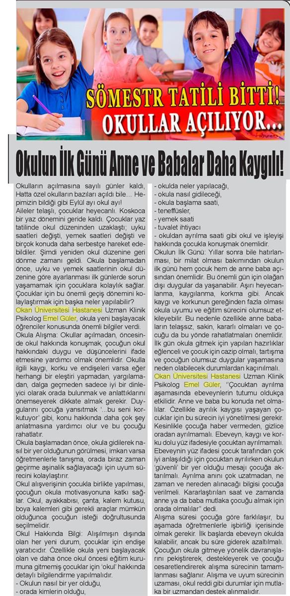 16.09.2017  Karatekin Gazetesi  OKULUN İLK GÜNİİ ANNE UE BABALAR DAHA KAYIILI! 