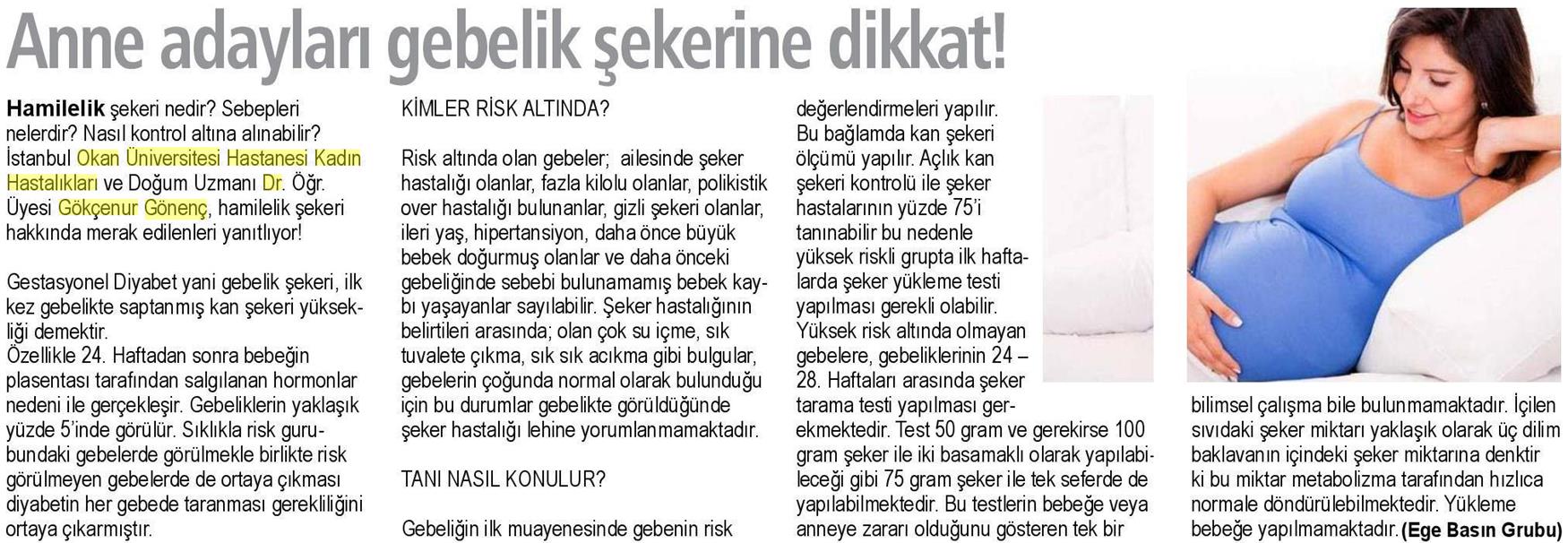20.03.2019 Sağlık Gazetesi ANNE ADAYLARI GEBELİK ŞEKERİNE DİKKAT!