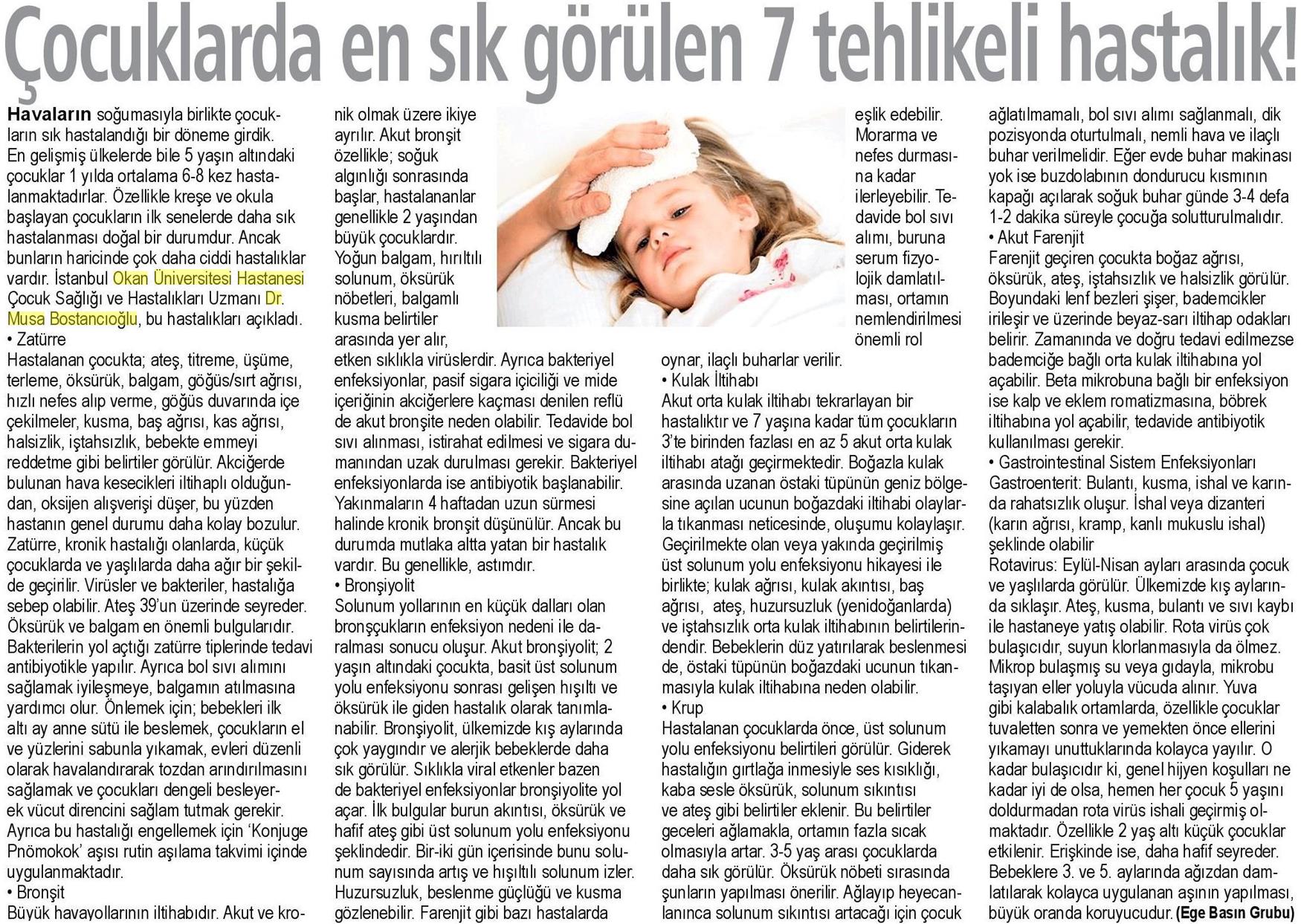23.04.2019 Sağlık Gazetesi ÇOCUKLARDA EN SIK GÖRÜLEN 7 TEHLİKELİ HASTALIK!
