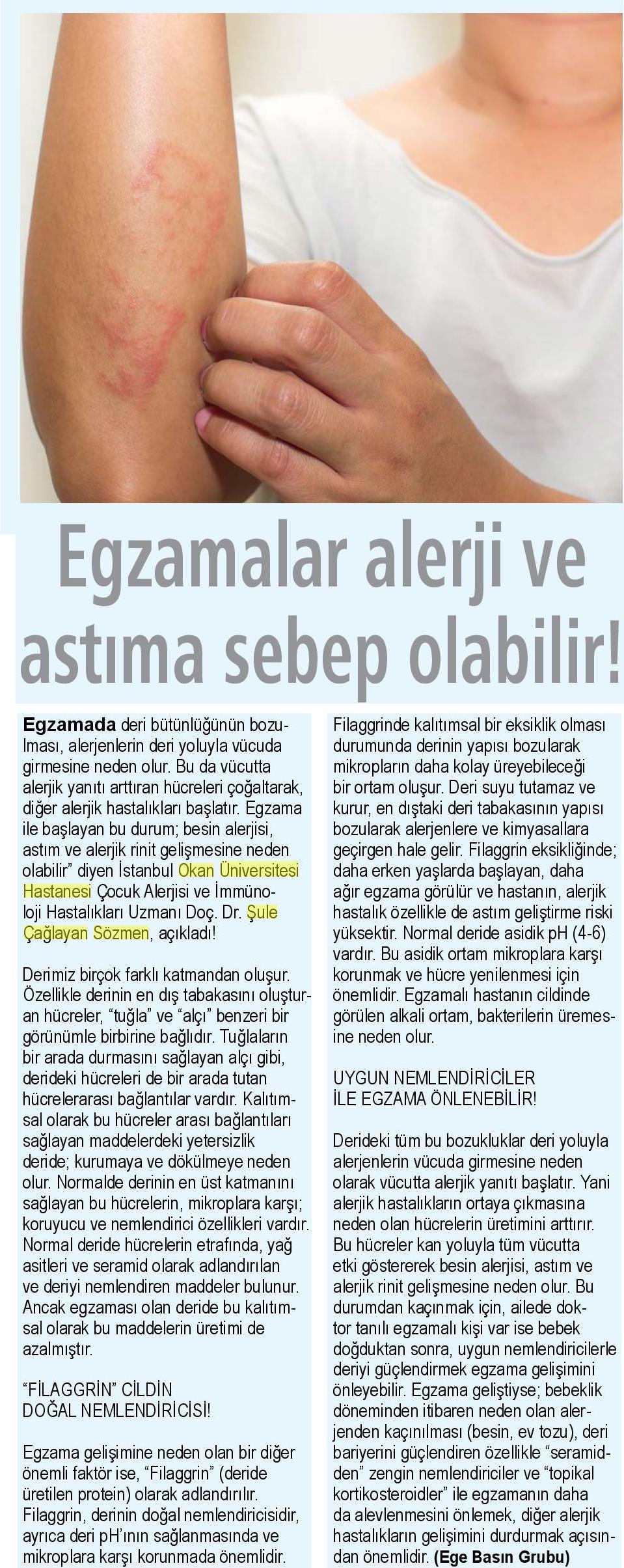 23.04.2019 Sağlık Gazetesi EGZAMALAR ALERJİ VE ASTIMA SEBEP OLABİLİR!