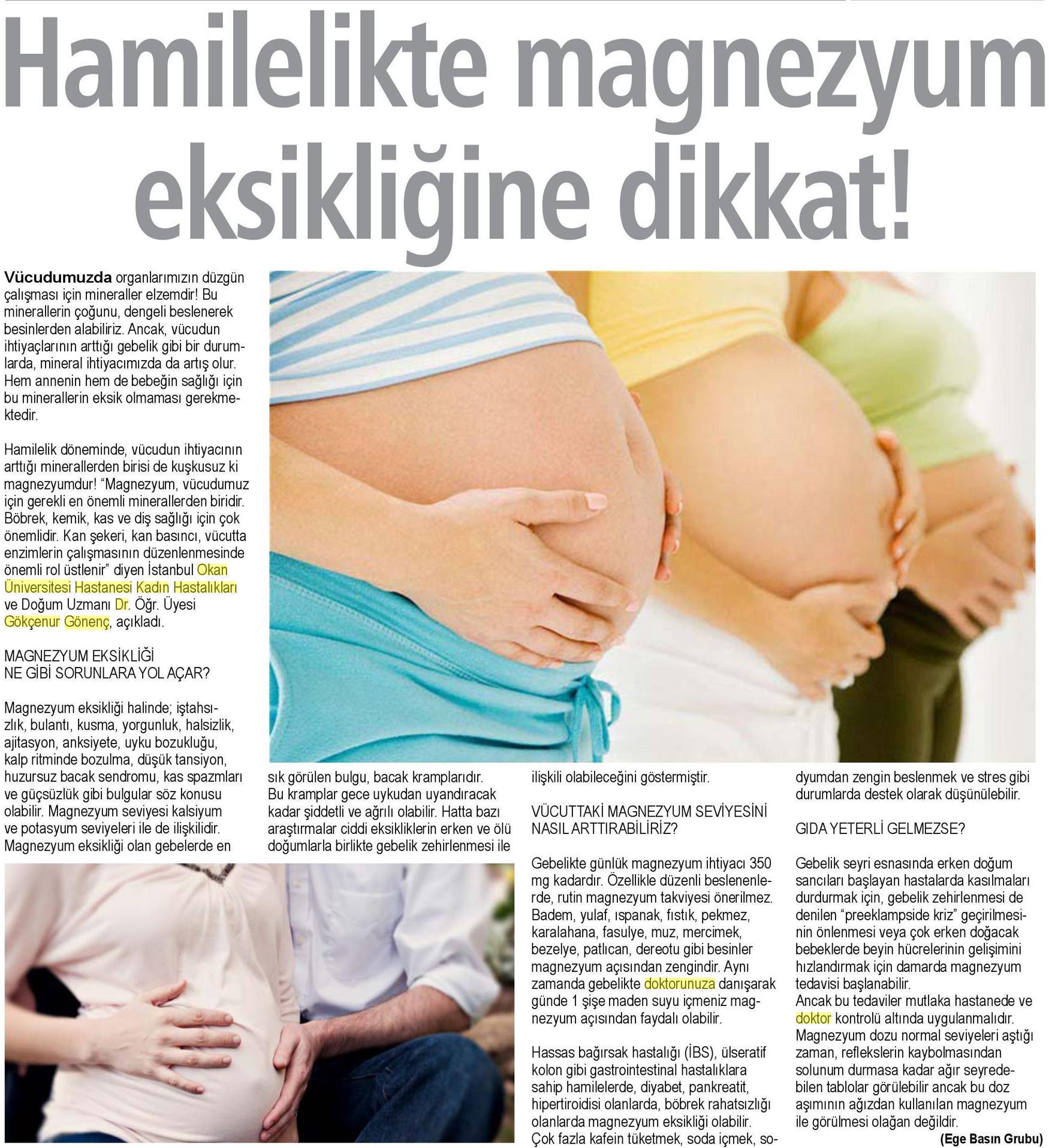 23.04.2019 Sağlık Gazetesi HAMİLELİKTE MAGNEZYUM EKSİKLİĞİNE DİKKAT!