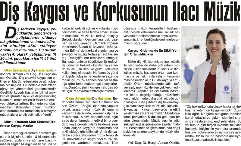 24.02.2018	Altınova Gazetesi	DİŞ KAYGISI VE KORKUSUNUN İLACI MÜZİK	