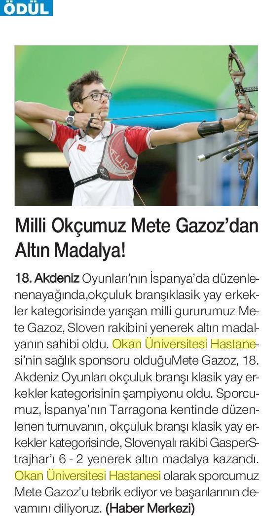 28.06.2018	Hürses	MİLLİ OKÇUMUZ METE GAZOZ' DAN ALTIN MADALYA!