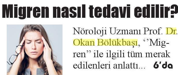 28.08.2017  Kartal Gazetesi  MİGREN NASIL TEDAVİ EDİLİRP 