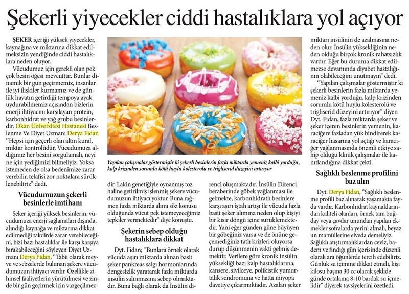 30 Mart 2017 - Yeni Söz Gazetesi - Şekerli Yiyecekler Ciddi Hastalıklara Yol Açıyor!