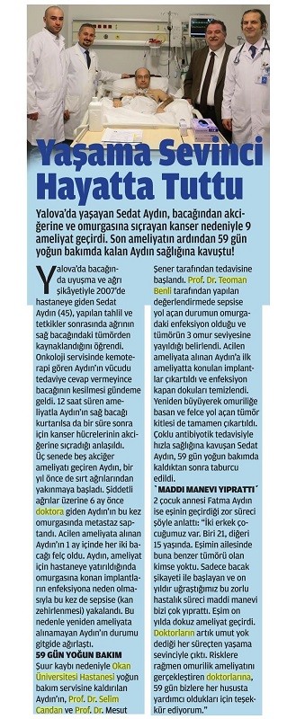 31 Mart 2017 - Mercek Haber Gazetesi - Yaşama Sevinci Hayatta Tuttu!